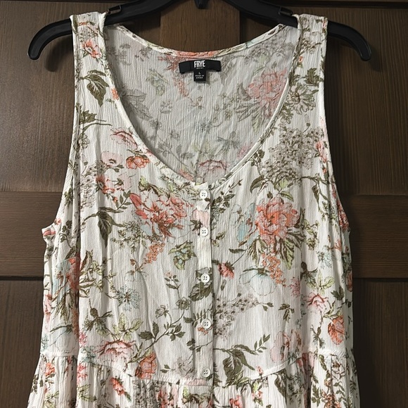 Frye Button Down Floral Tank Folk Garden Fairy Midi Dress Size Large Pockets - Picture 6 of 9